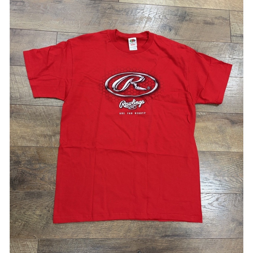 Vintage Rawlings Metallic Graphic Tee Red Large 2000s Baseball